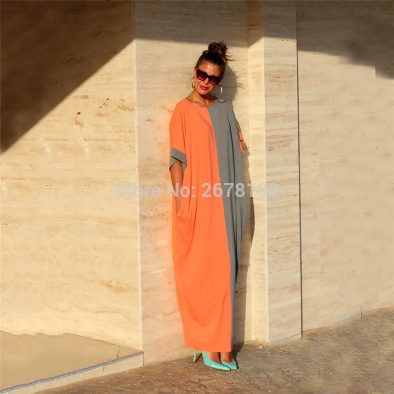 Женский свободный сарафан с круглым вырезом повседневное длинное пляжное платье