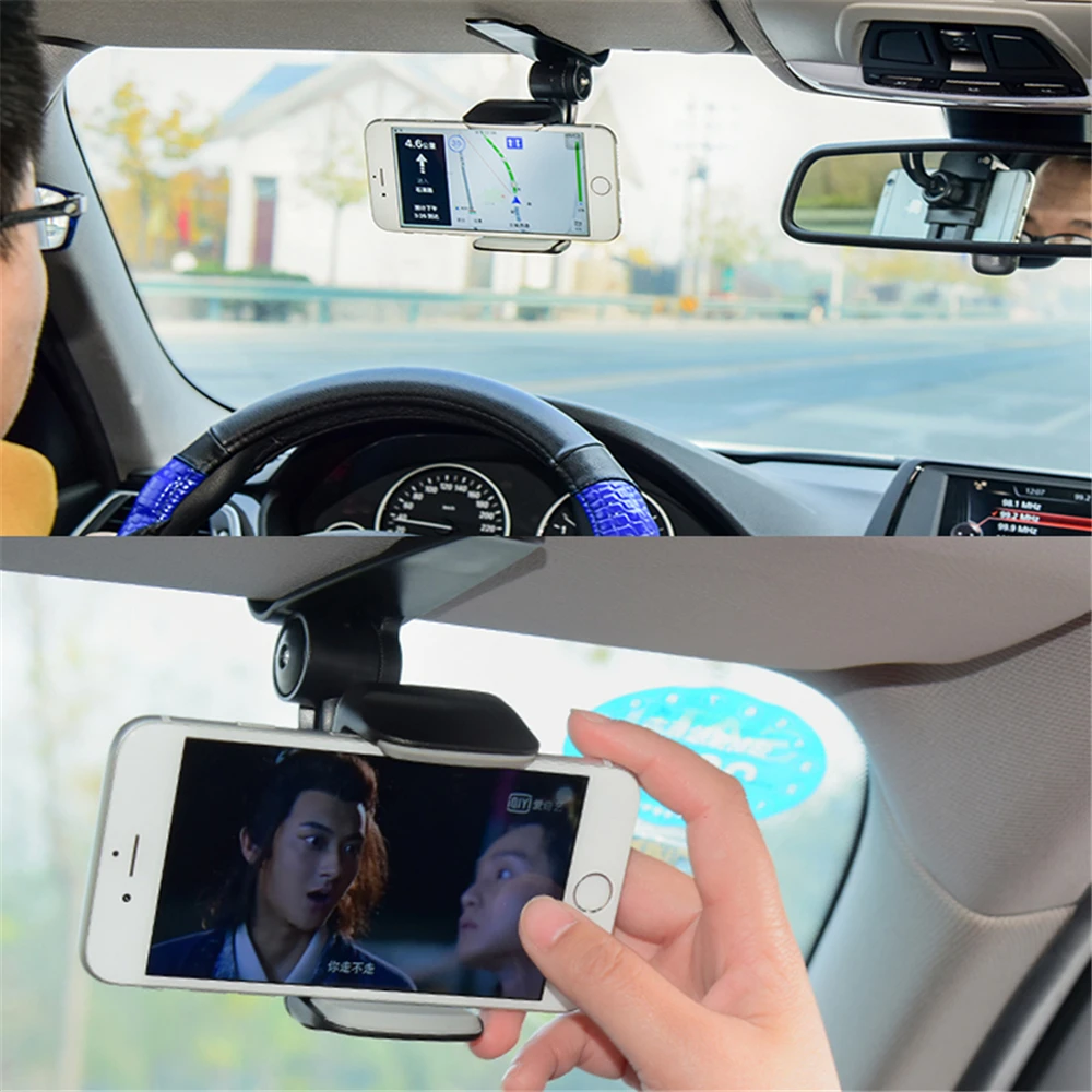 

Car Clip Sun Visor Cell Phone Holder Mount Stand for iphone Xs GPS Rearview Mirror Holder Car Holder