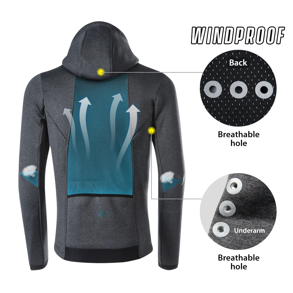 Мужская теплая велосипедная куртка Santic зимняя ветрозащитная флисовая кофта с