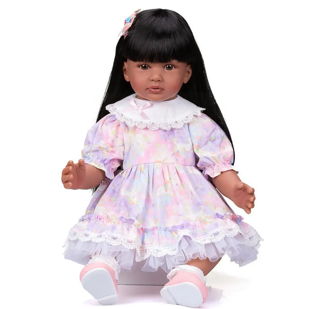 

Straight Hair Dolls 24 Inch Emulated Dolls Soft Vinly Lifelike Simulation Toy Clothes Silicone With Kids Playmate N8O1
