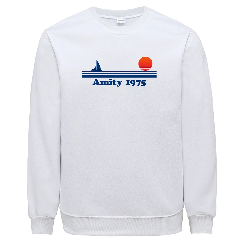 

Толстовка мужская с принтом акулы Amity, модная утепленная повседневная кофта с капюшоном, удобная Толстовка Оверсайз, 1975