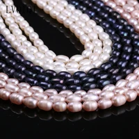 lvqiqi natural freshwater cultured pearls beads rice shape 100 natural pearls for jewelry making diy strand 13 inches 5 6mm