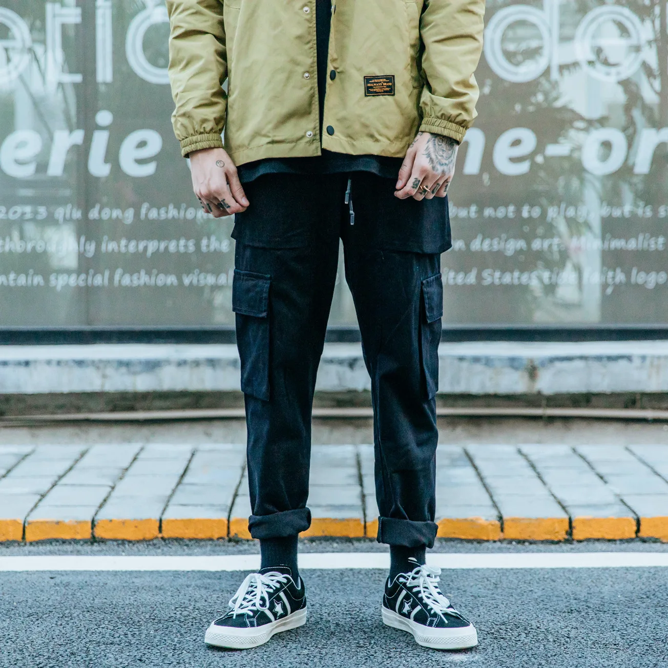 Сафари Стиль! Несколько карманов Брюки карго мужские прямые брюки эластичный