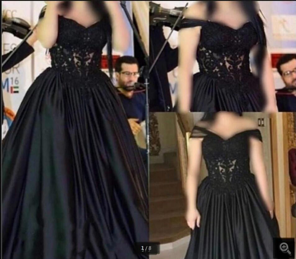 

2020 Vestido De Festa черное сатиновое бальное платье для выпускного вечера Кружевная аппликация для принцессы с бисером элегантные платья для выпу...