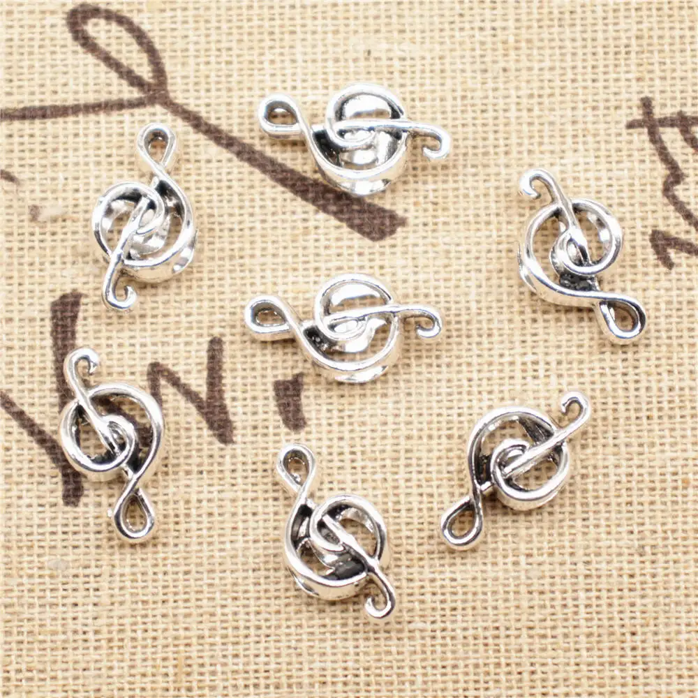 

10Pcs Heart Pendant Note Big Hole Beads Antique Silver Color 9X17mm
