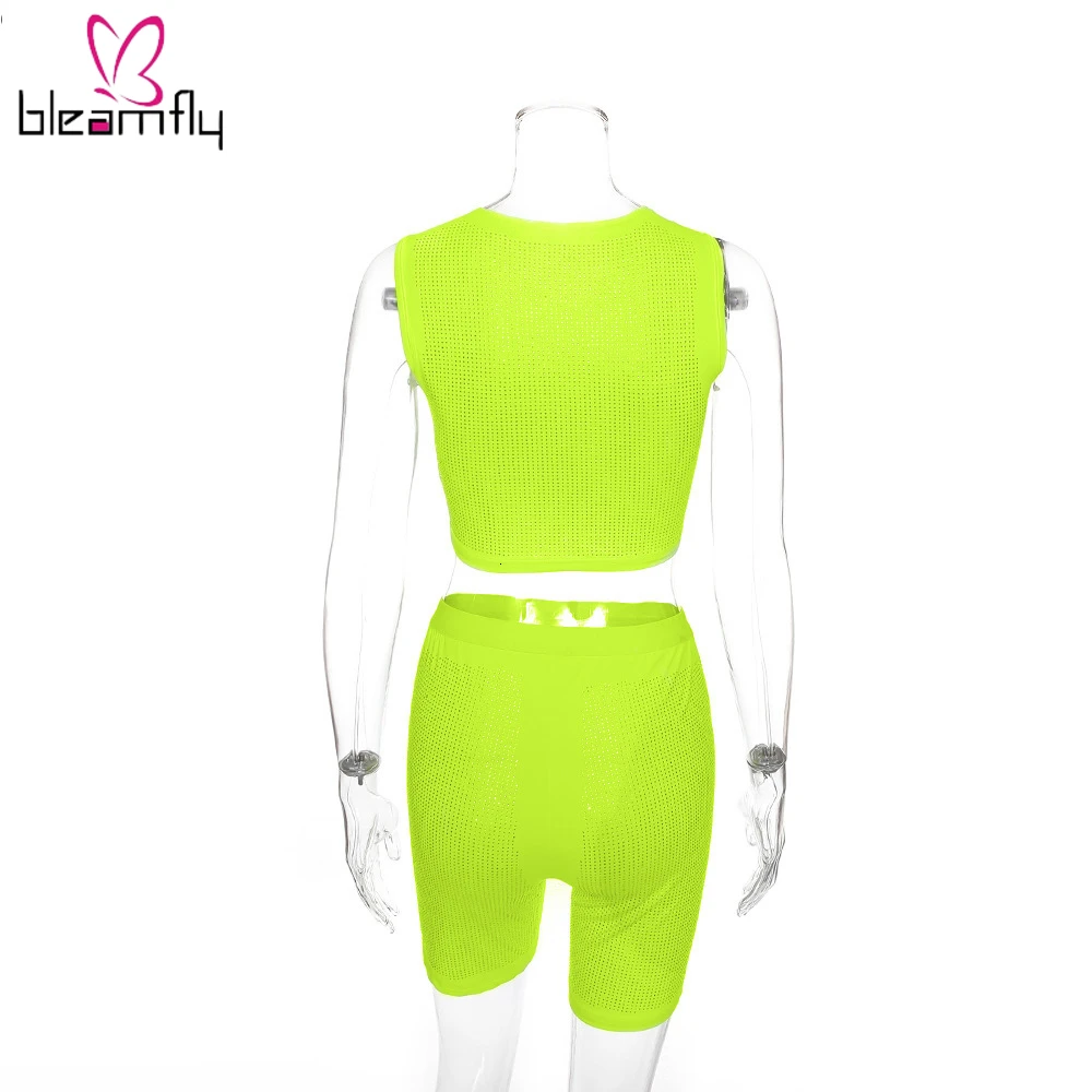 2019 женский летний модный флуоресцентный костюм с шортами спортивный из двух