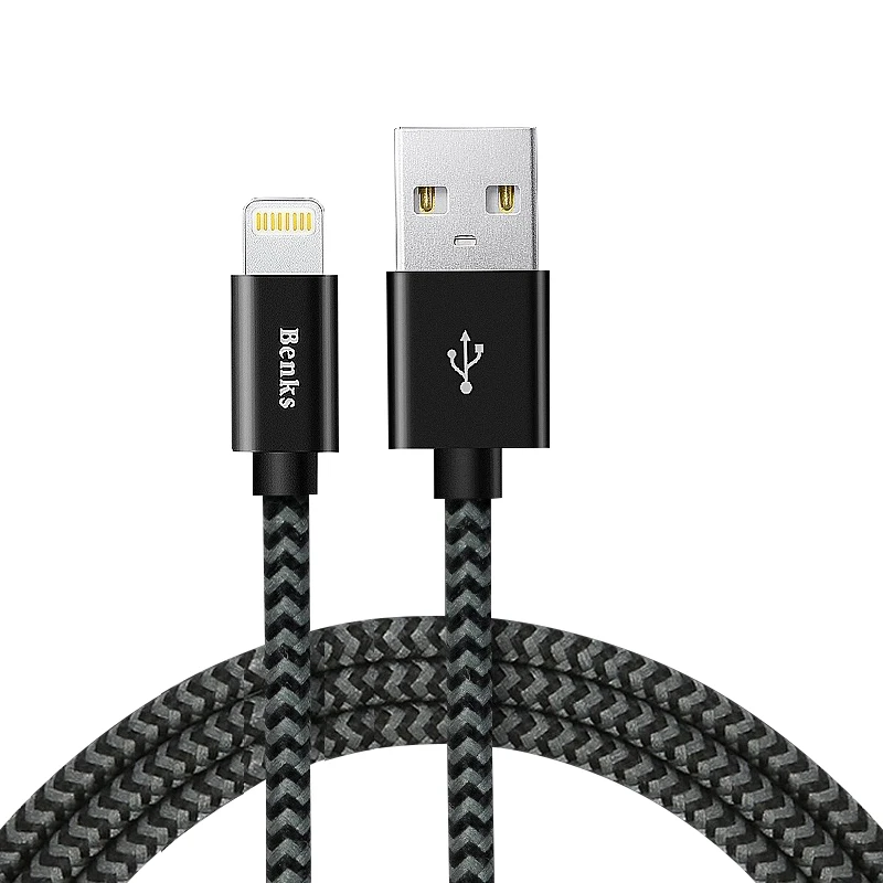 Black Benks MFi кабель Lightning для iphone 5, 5S, 6, 7, 8 Plus, X, XS, MAX, XR, 2,4 A, кабель для быстрой зарядки для iphone 11 Pro, MAX, ipad, mini, зарядка - Цвет: Black