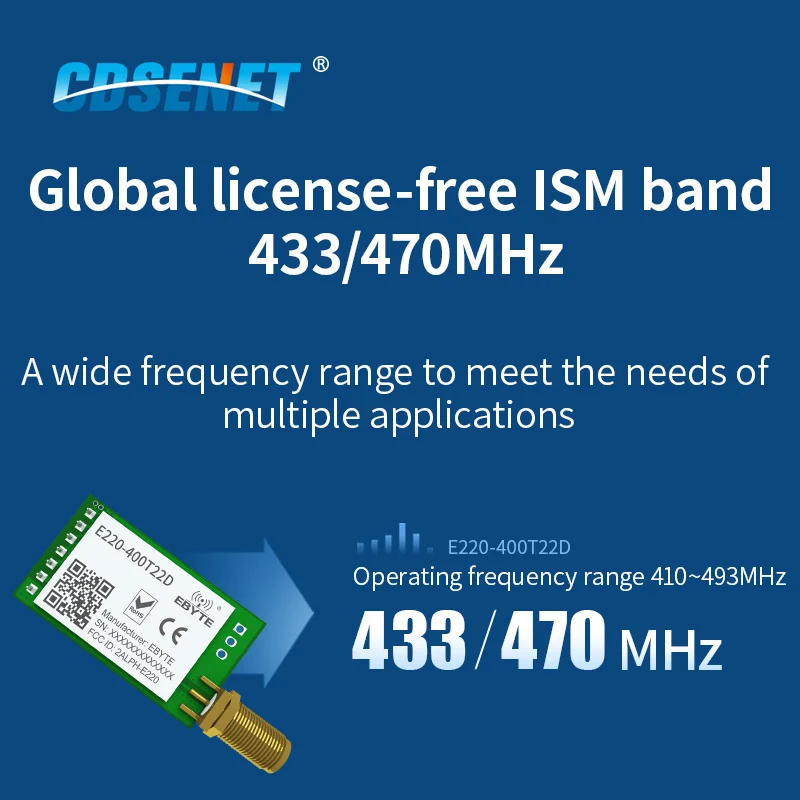 Беспроводной модуль LLCC68 LoRa 433 МГц 470 22 дБм большой радиус действия 5 км CDSENET E220-400T22D