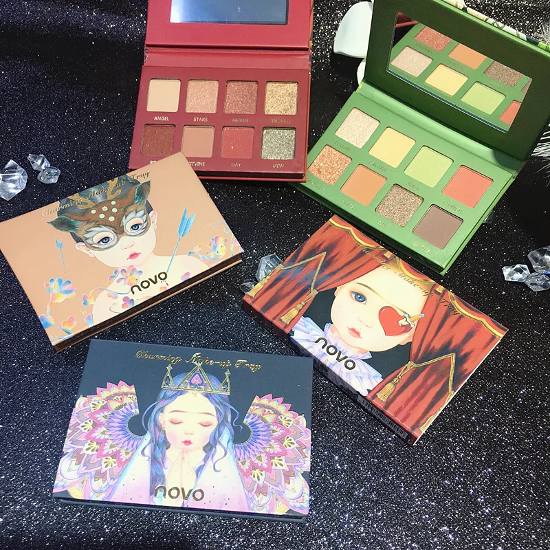 

NOVO 8 Colors Glitter Eyeshadow Pallete Matte Shimmer Fine Powder Makeup Eye Shadow Waterproof Easy To Color Pigmented Cosmetics