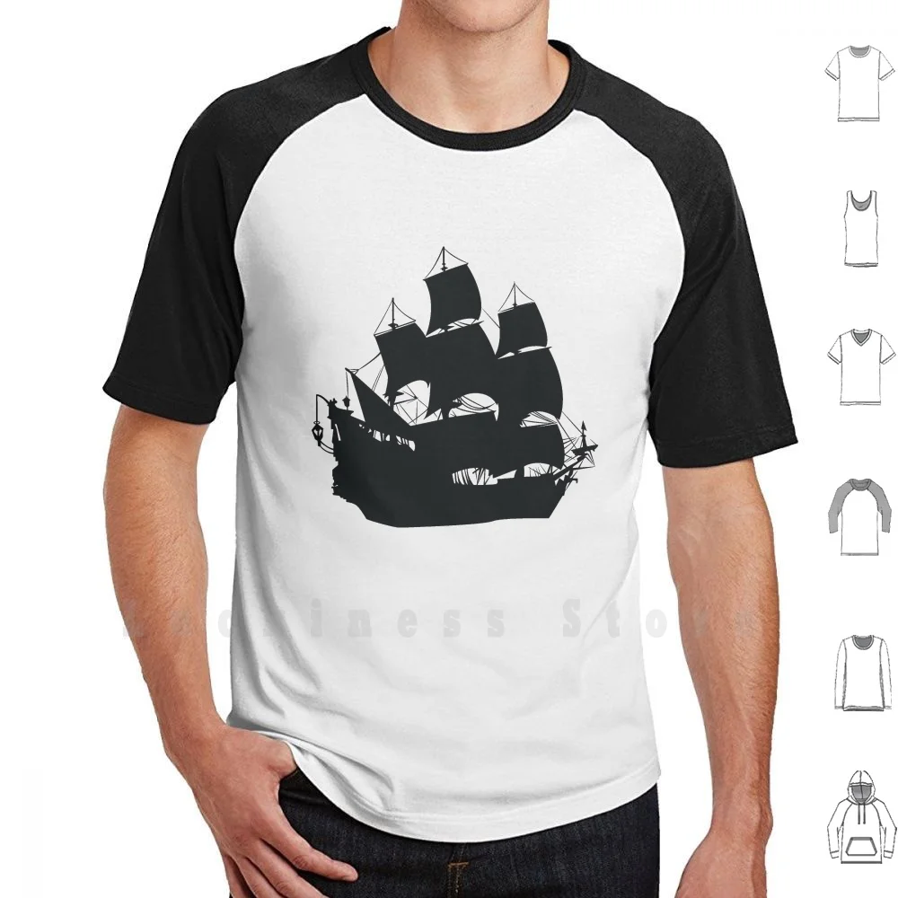 Футболка большого размера из 100% хлопка с изображением пиратского корабля |