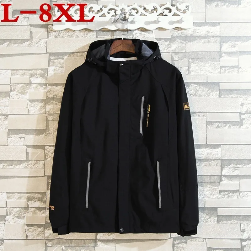 

Ветровка мужская водонепроницаемая, Бомбер, дождевик с капюшоном, повседневная куртка, большие размеры 8XL, весна-осень