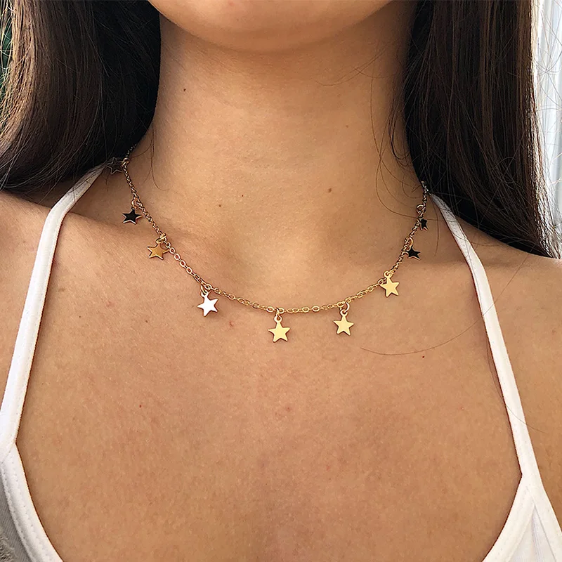 Fashion Gold Color Star Party Women's Pendant Necklace Female Choker Necklaces Jewelry Simple Ladies Gifts | Украшения и - Фото №1