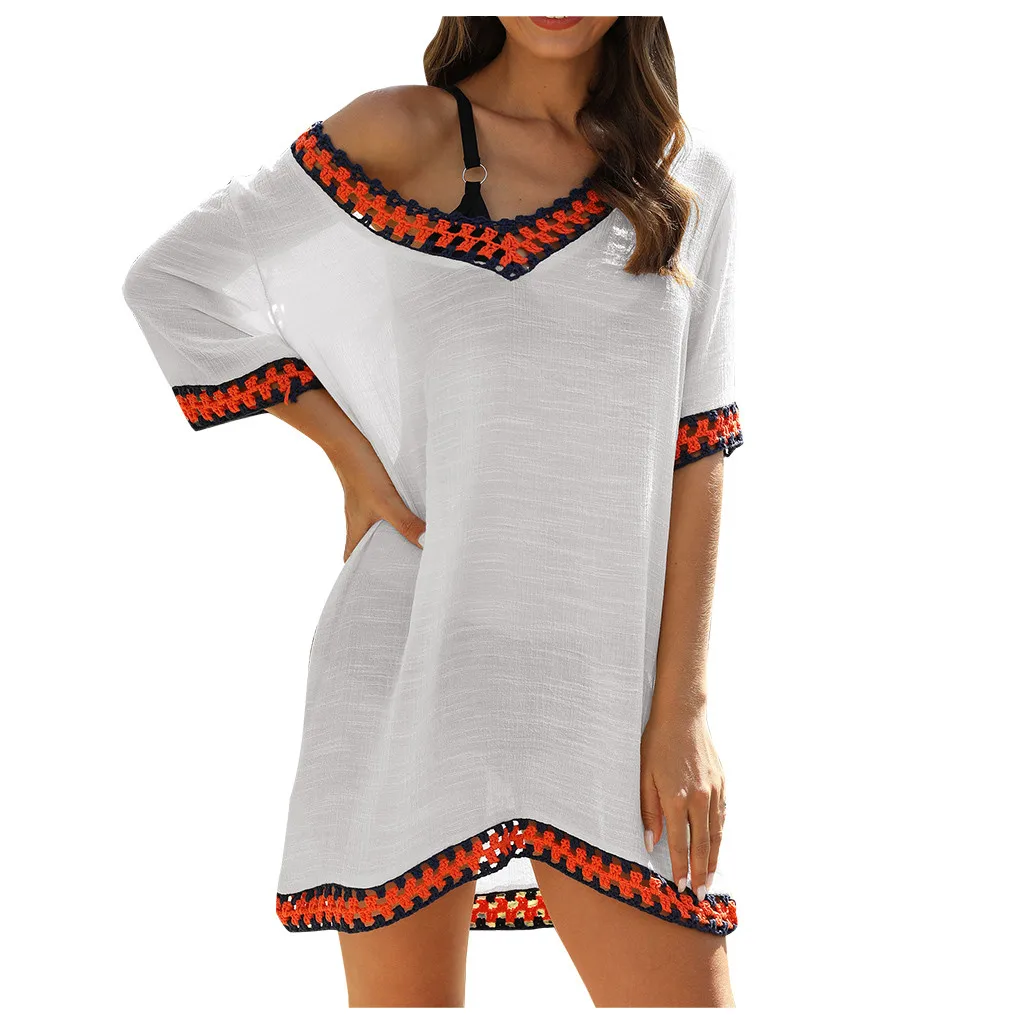 Женская Туника большого размера с v образным вырезом летнее кимоно длинным