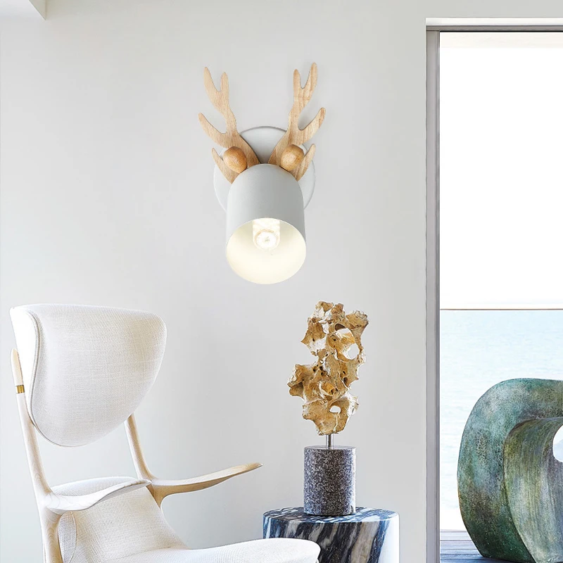 

Настенные светильники в скандинавском стиле с рогами, креативные индивидуальные прикроватные лампы для коридора, балкона, домашней комнат...
