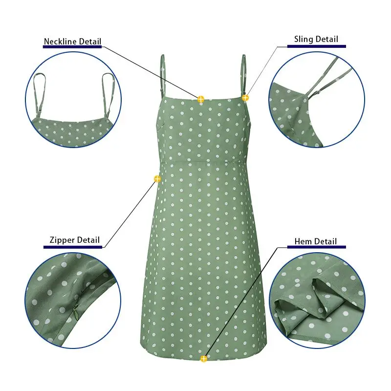 

Bohemian Polka Dot Sundress VONDA Women Causal Sleeveless Spaghetti Strap Summer Beach Dress Mini Dress Party Long Vestidos 5XL