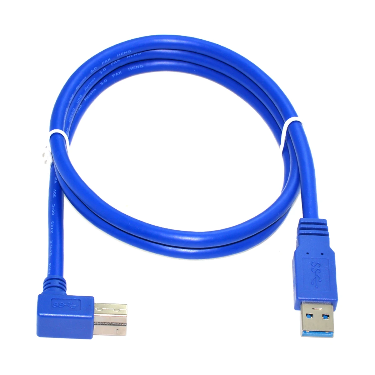 

CY SB3.0 Type A Male to B Male 90 Degree Right Elbow Angled Printer Cable Cord Blue