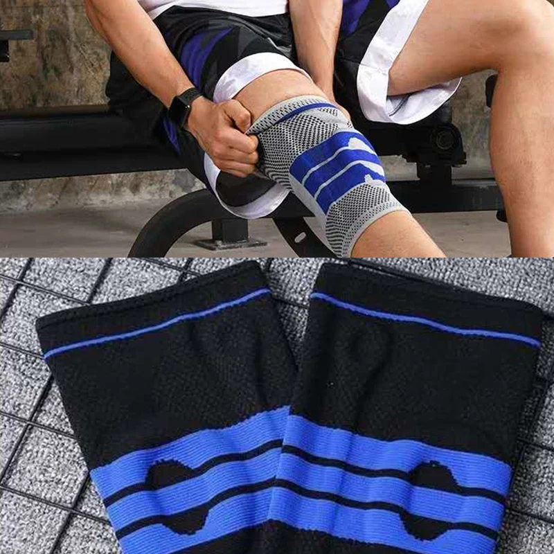 

Elastic Knee Joint Support Compression Knee Pad Sleeve Patella Brace Silicone Spring Kneepads Sports Fitness Brace Protector