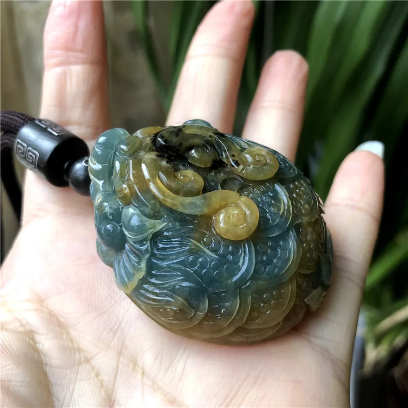 

Natural xiuyu jade A HandCarved green jade dragon turtle jadeite jade green jade pendant jade jewelry jade necklaces jewelry