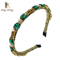 king shiny elegant color crystal headband for woman luxury geometric gem diamond beaded hairband princess party headpiece crowns