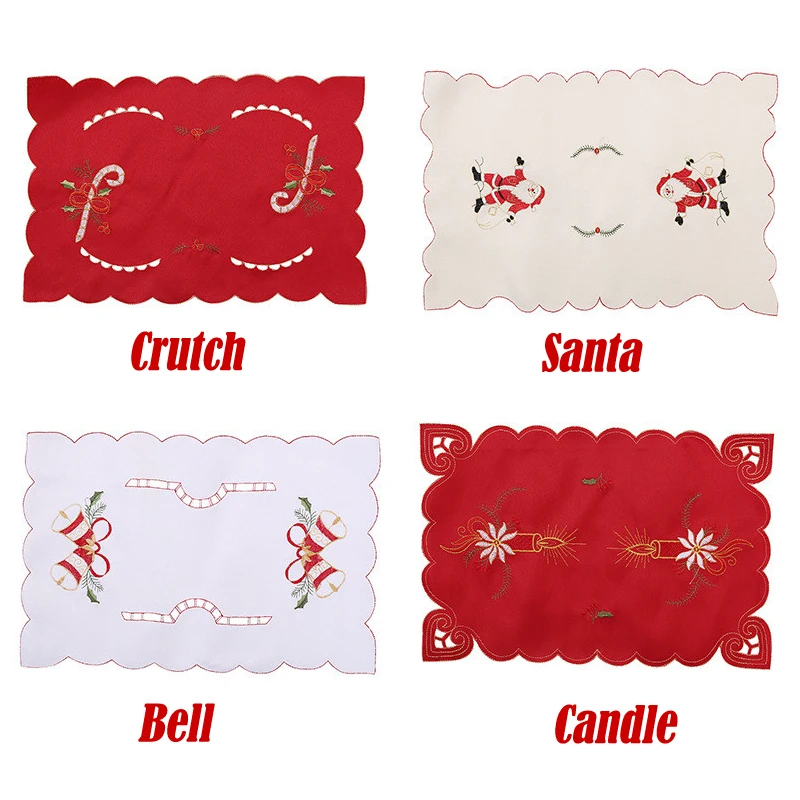 Вышитые салфетки под прибор рождественские коврики для стола набор вилок