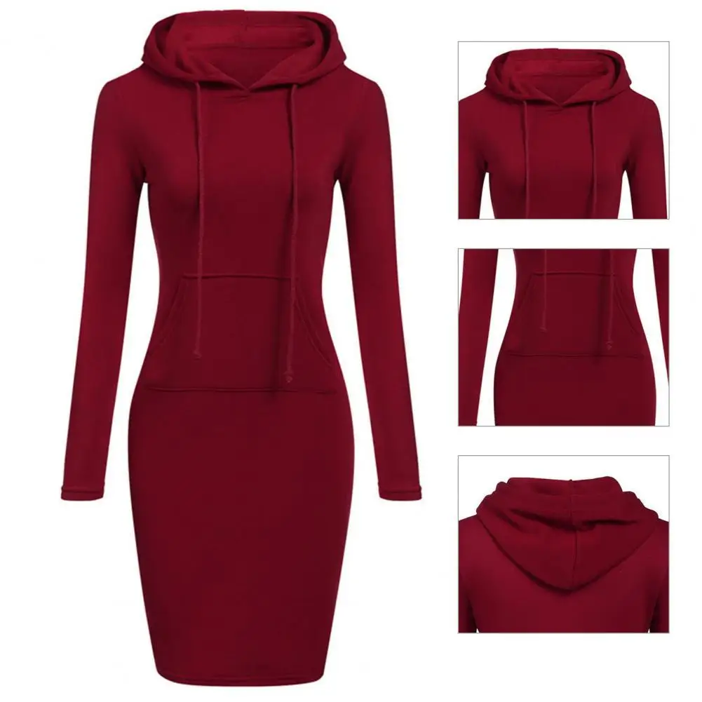 

Dress Popular Simple Drawstring Solid Color Party Dress for Daily Wear Hoodie Dress Women Dress