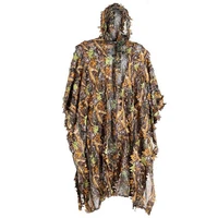 3d hunting clothes camouflage ghillie suit jungle cloak poncho bionic leaves dress hooded ghillie suits for sniper photograph