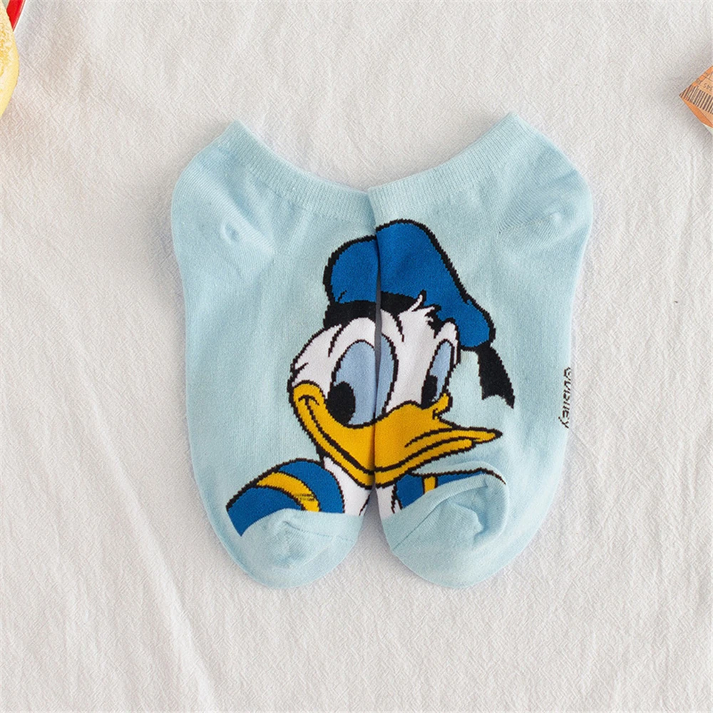 Disney 5 Pair Mickey Minnie Donald Daisy Socks Chip Girl Warm Cartoon Comfortable Breathable Cotton Harajuku Socks
