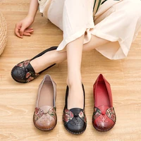 size 43 retro oxford shoes female genuine leather wide leg flats chinese element autumn casual loafers women cozy flat moccasins
