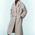 Xilom 2021 женское осеннее офисное однотонное пальто с длинным рукавом Женская винтажная уличная одежда двубортный Повседневный тонкий длинный топ