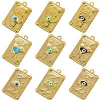 zhukou gold color geometric rectangle pendant eye palm charms for women handmade necklace jewelry accessories wholesale vd993