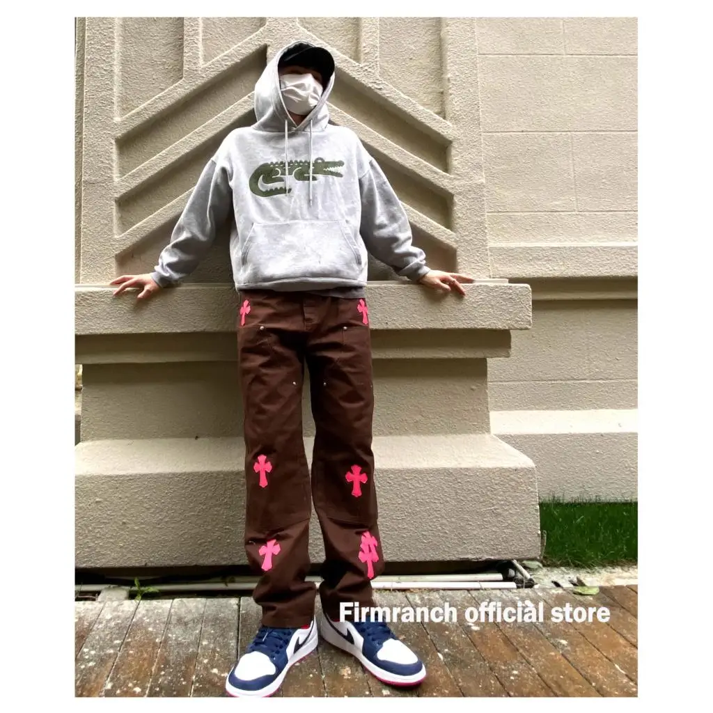 Джинсы firmранчо мужские/женские с перекрестными углами кожаные розовые 2021 |