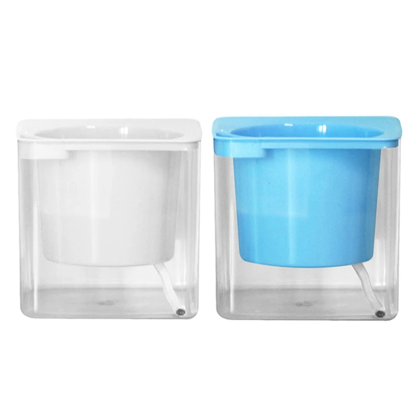 

2 Pcs Self Watering Flower Planter Transparent Lazy Planting Pot Round Water Storage Basin, Blue & White