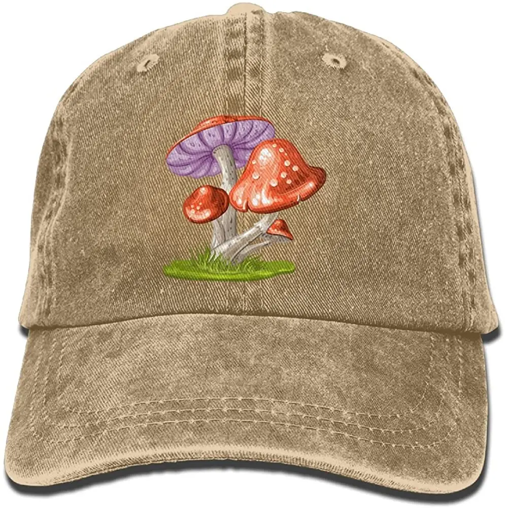 

Colored Mushrooms Denim Hat Adjustable Plain Cap Baseball Caps