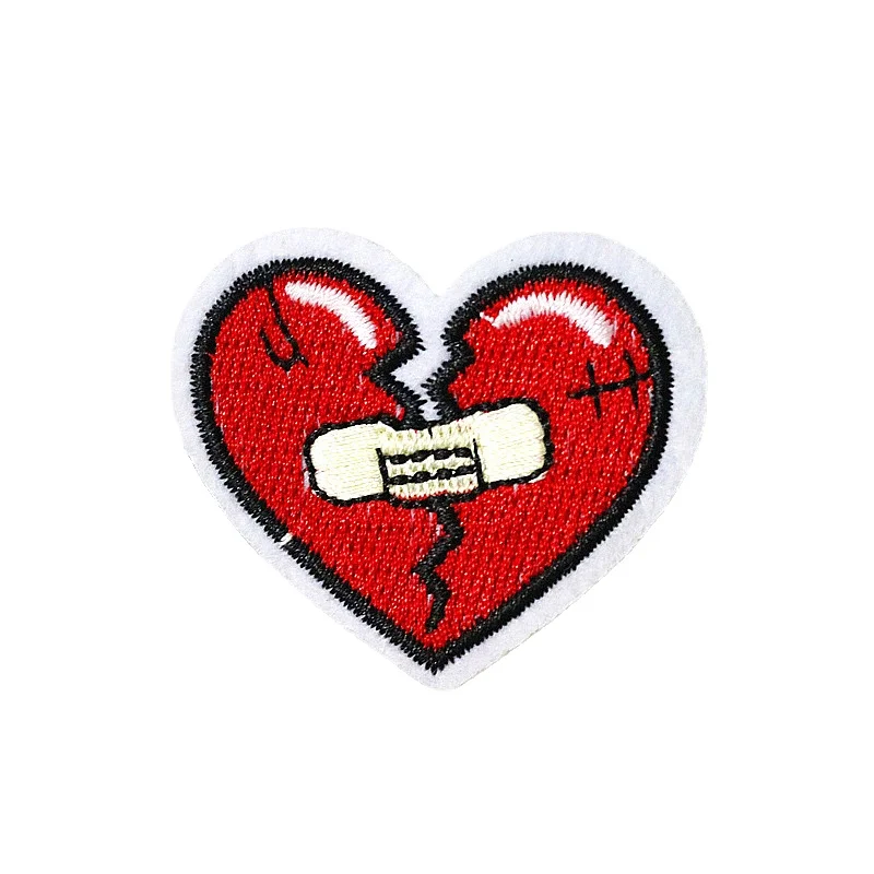 Нашивки с вышивкой в виде разбитого сердца для одежды аппликация шитья наклейки