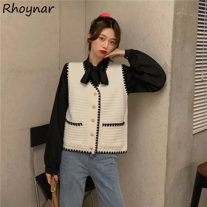 

Женский элегантный свитер-жилет в стиле ретро с V-образным вырезом