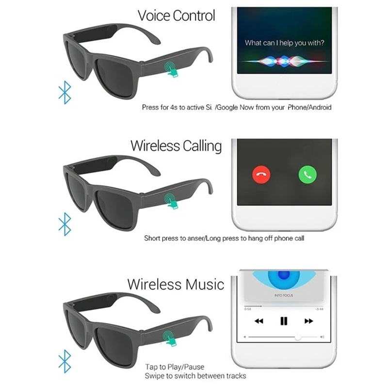 Умные Беспроводные Солнцезащитные очки iLEPO Bluetooth с защитой от синего излучения