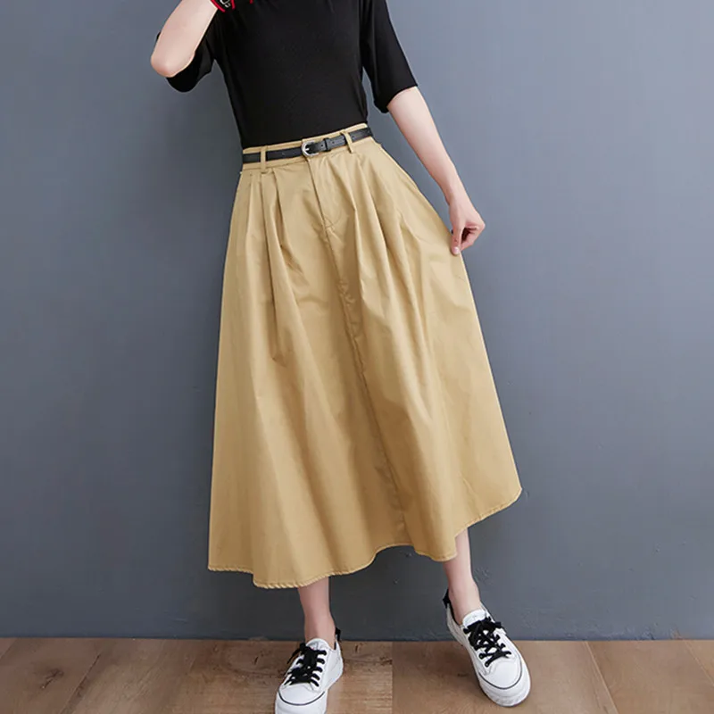 Повседневные юбки с высокой талией Новое поступление 2021 хлопковые льняные