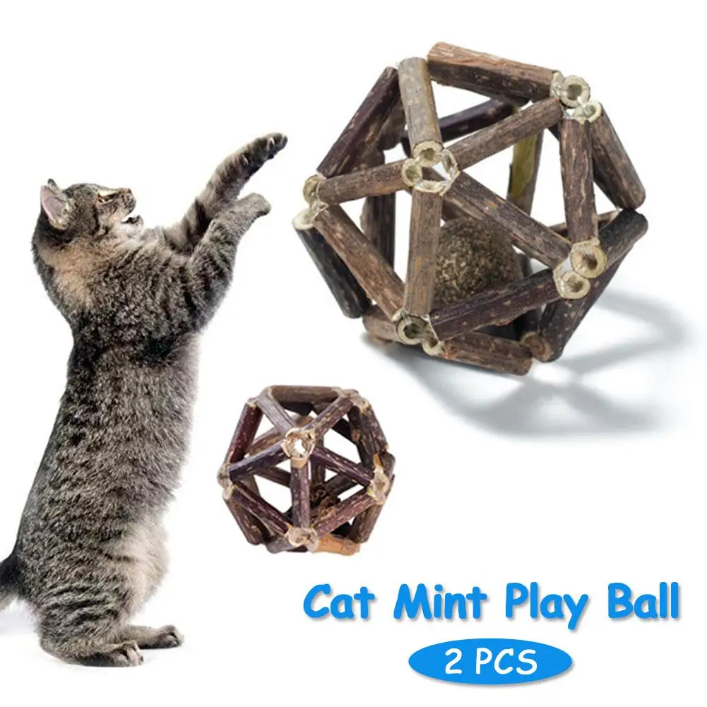 Новинка 2019 2 шт мячи для кошек ручной работы тканые деревянные игрушки в виде