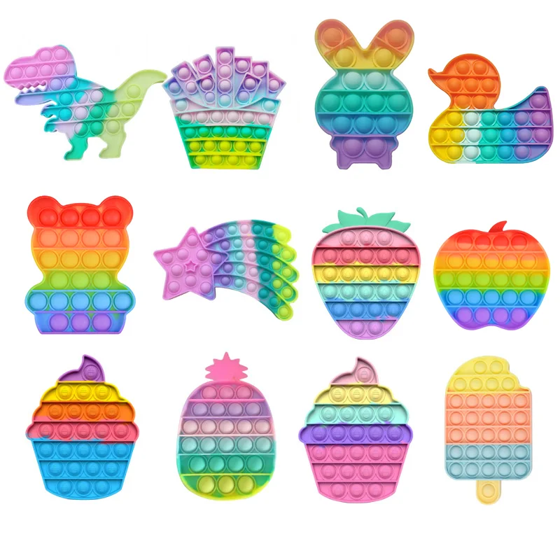 

Rainbow Bubble Pops Fidget Kids Toy Sensory Autisim Special Need Its Anti-stress Stress Relief Squishy Fidget Toy Random Color
