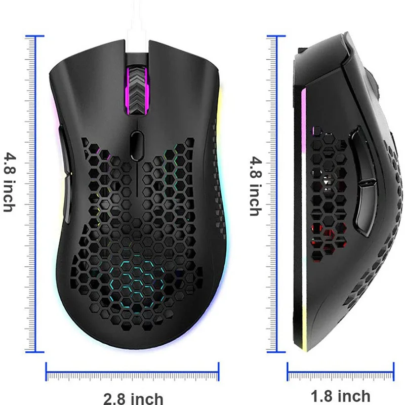 

2021 Hot Lightweigh Honeycombs Design Rechargeable Wireless Gaming Mouse with USB Receiver RGB Backlight GK99