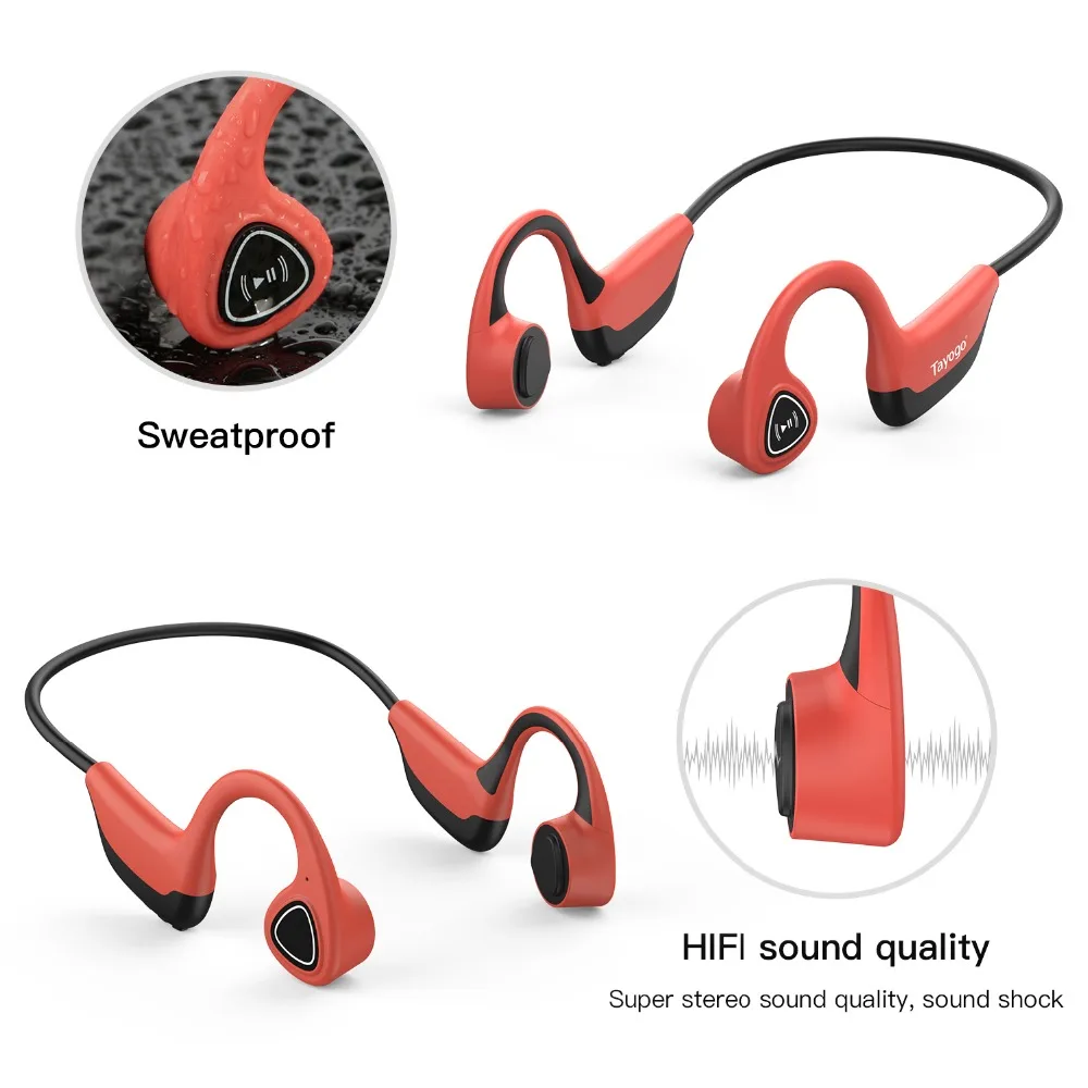 Tayogo S2 Bluetooth 5,0 Беспроводной наушники костной проводимости Спорт на открытом воздухе с защитой от пота, гарнитура с микрофоном, гарнитура