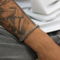 mens foxtail franco chain bracelet stainless steel bileklik bali link chain brackelts men jewelry