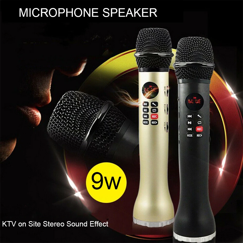 Портативный беспроводной микрофон для караоке Bluetooth светодиодный дисплей tf