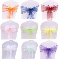 top sale 50pcset wedding organza chair sashes bow knot for banquet event birthday party decoration home textile chair cover