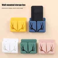plastic storage container wall shelf antlers tv mobile remote holder for phone storage box bedroom baskets home gadgets tools