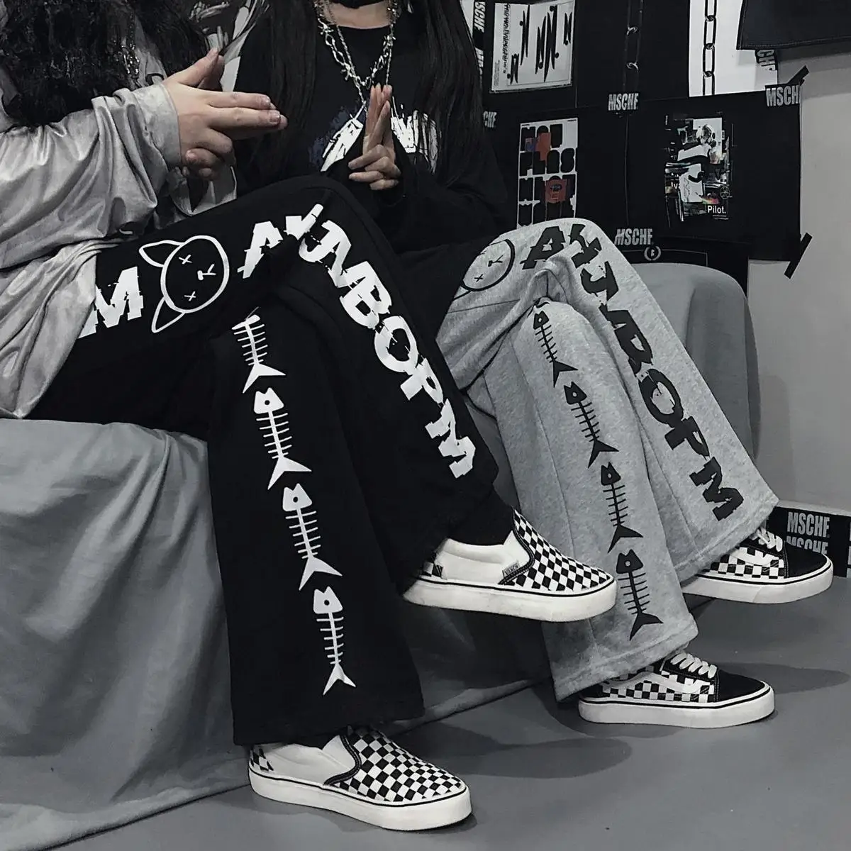 

Pants Goth harajuku joggers women clothing korean fashion Cat Y2k streetwear jogging wide leg pant trousers vetement femme 2021