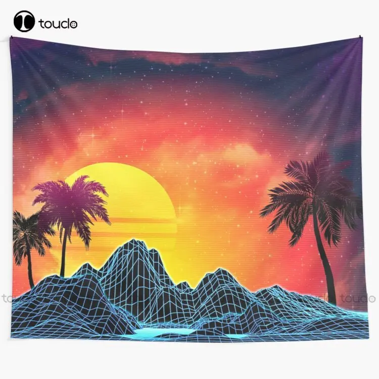 

80S Retro Aesthetic Vaporwave Sunset Tapestry Trending Tapestry Blanket Tapestry Bedroom Bedspread Decoration Background Wall