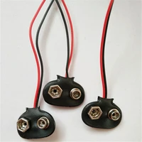 plastic 15cm battery buckle t type batteries holder hard shell black case 9v battery connector button clip lead wires