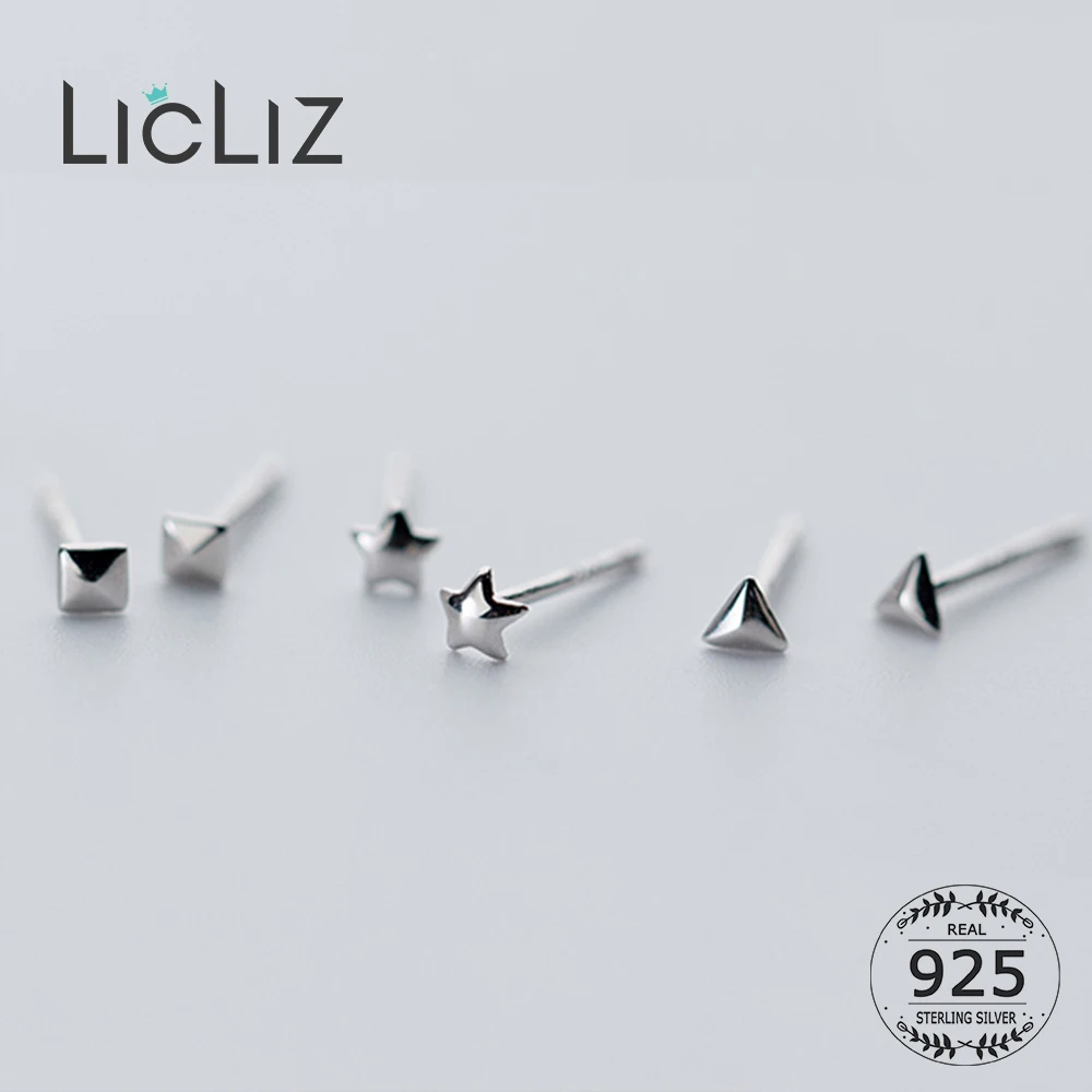 Женские серьги пусеты LicLiz простые из стерлингового серебра S925 пробы белого