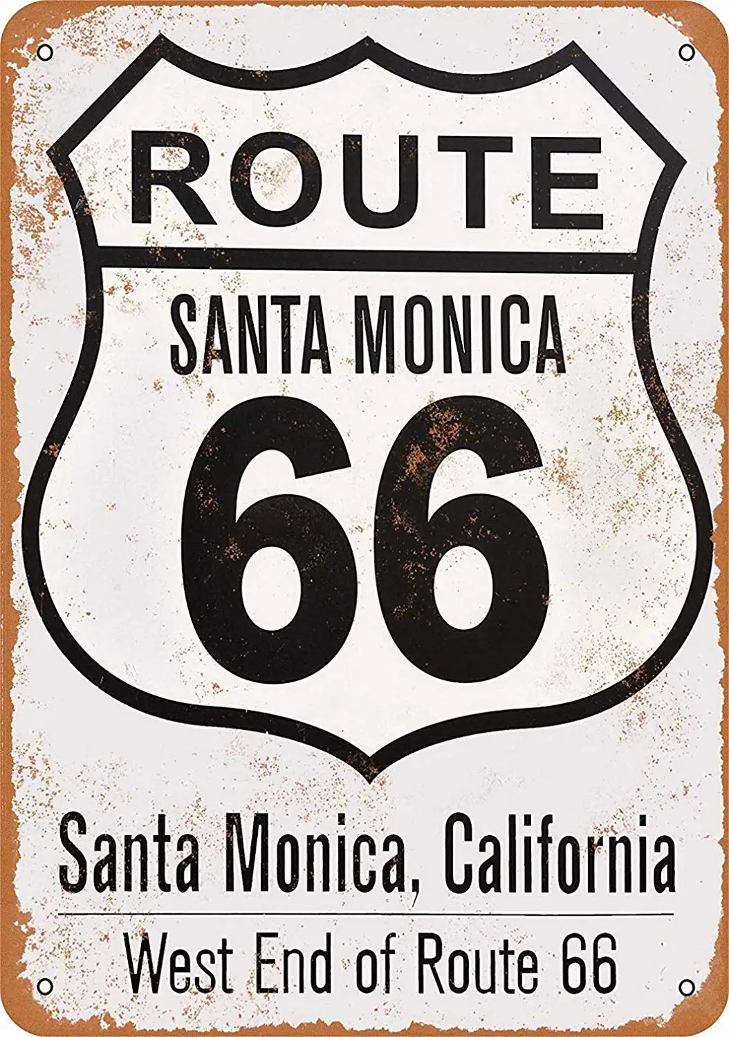 Табличка 8х12 дюймов металлический знак Санта Моника Route 66 домашний декор